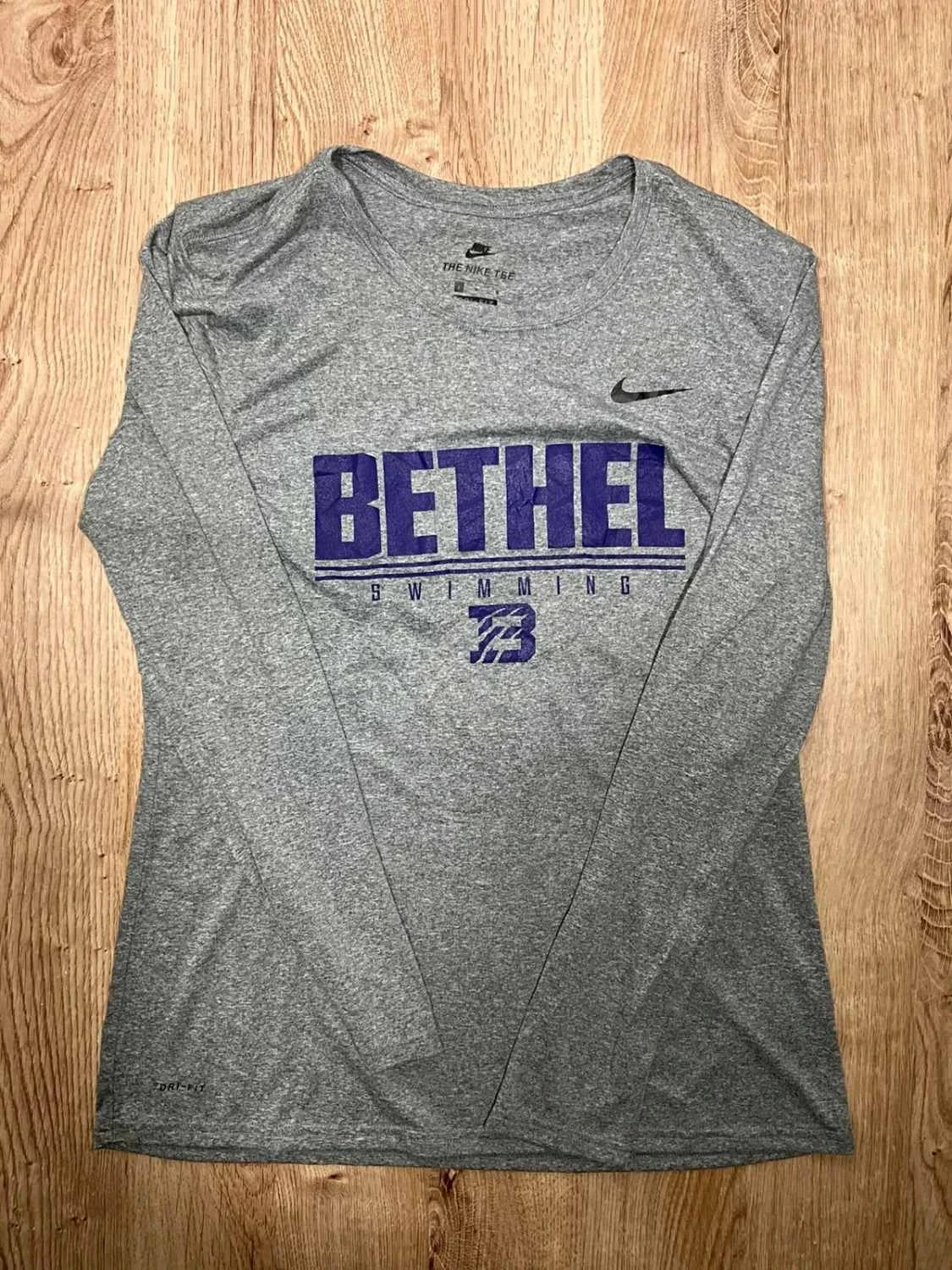 T-shirt Manches Longues Nike Dri-Fit Bethel Swimming Femme L Gris – photo 2